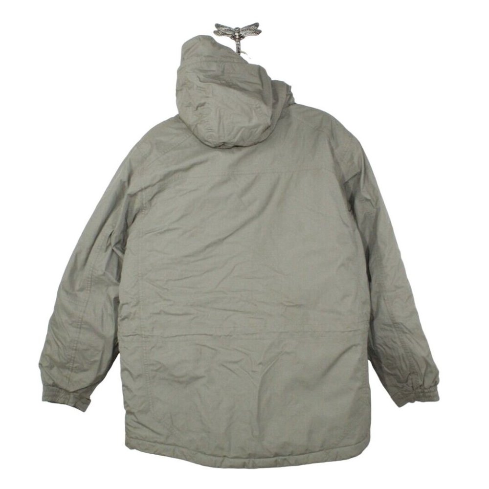 Vintage LL Bean Green Nylon Lined Zip Snaps Insulated Hooded Jacket Size L - Picture 3 of 9